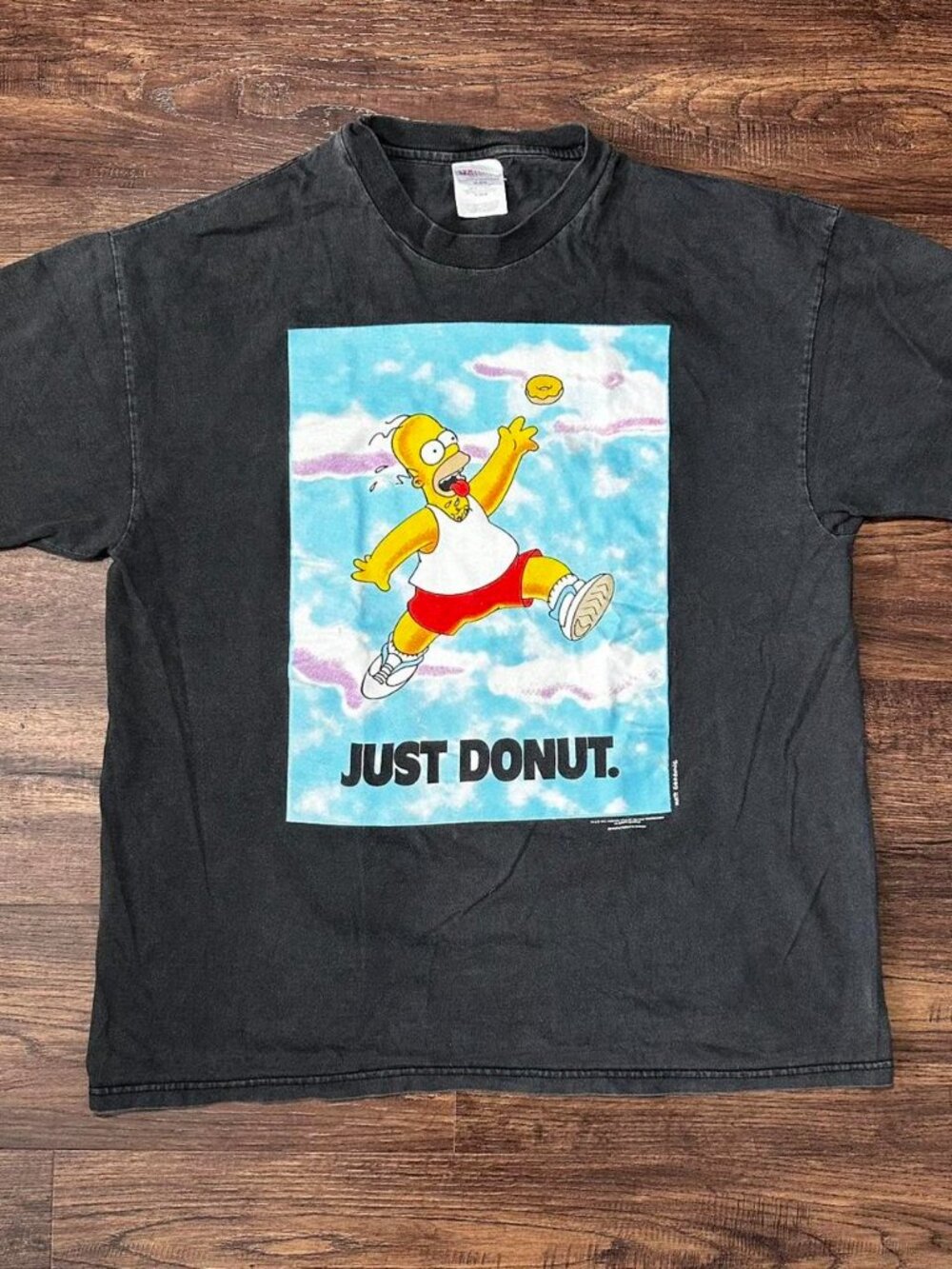 Homer Simpson Just Donut 1996 Size XL Black Vintage Faded